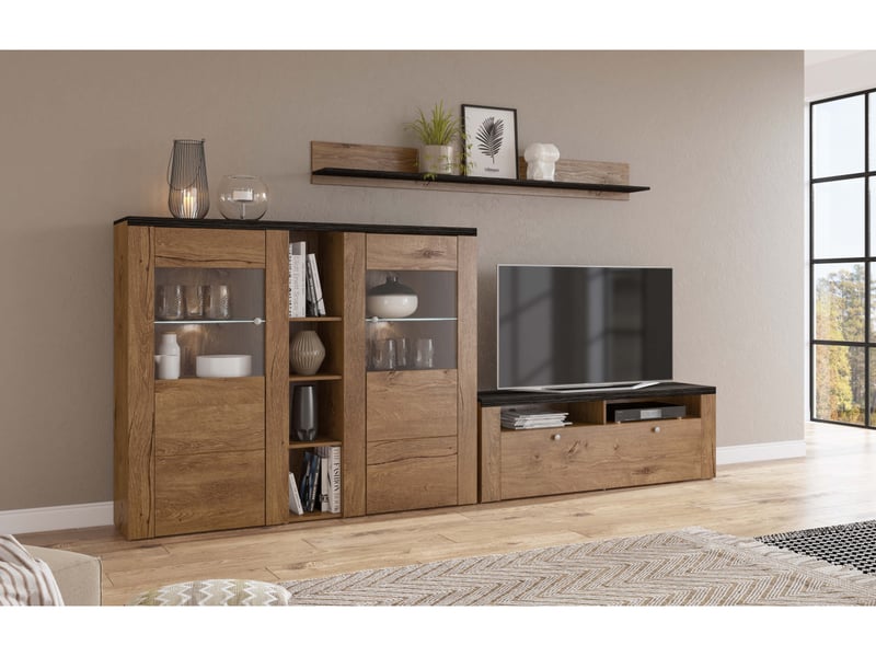  Vitrine voltia avec 2 portes - 155cm - noir bois VOLTIA - Conforama C