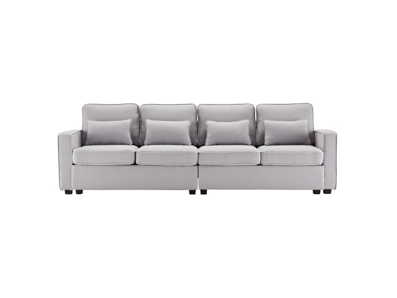  Canapé 4 places modenvie en tissu aspect lin gris 264 x 83 x 87 cm  - Conforama A