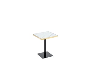 Table à manger carrée 60 x 60 cm plateau effet marbre blanc et métal
