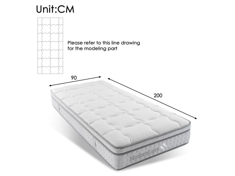  Matelas à ressorts ensachés 7 zones 90x200 cm h3, matelas hybride en mousse froide de 25 cm d'épaisseur, élasticité ponctuelle ergonomique et respirant, certifié oeko-tex, matelas pour une personne  - Conforama C