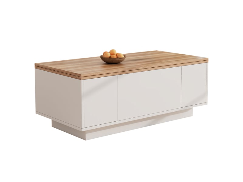  Table basse moderne avec double mécanisme de levage et espace de rangement dissimulé – capacité de charge jusqu'à 50 kg  - Conforama A