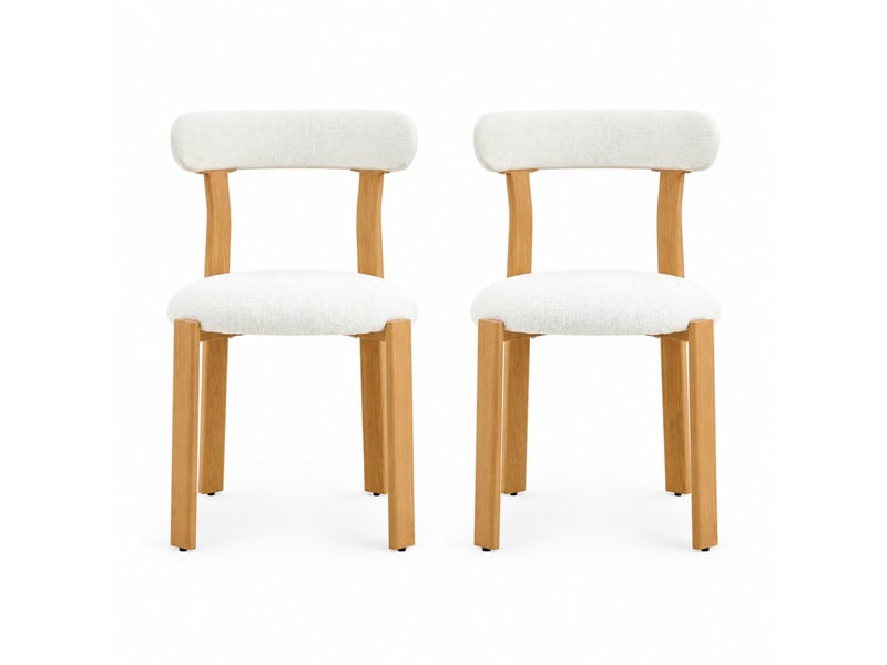  Lot de 2 chaises de salle à manger 79cm, chaise cuisine, style scandinave, dossier ergonomique, confortable, blanc, bois  - Conforama A