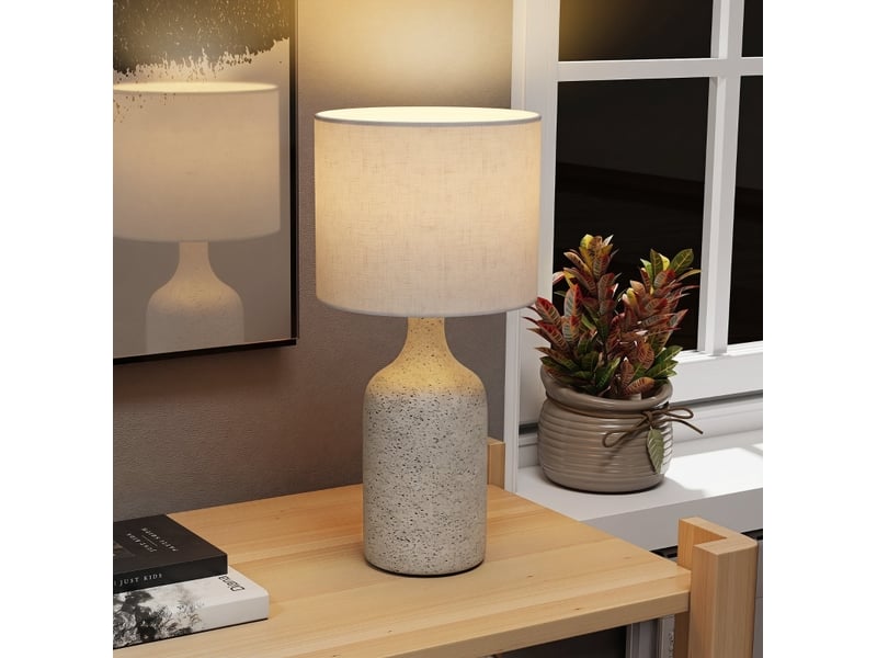  Lampe de table 22x22x45 cm en céramique beige chicfurn  - Conforama B