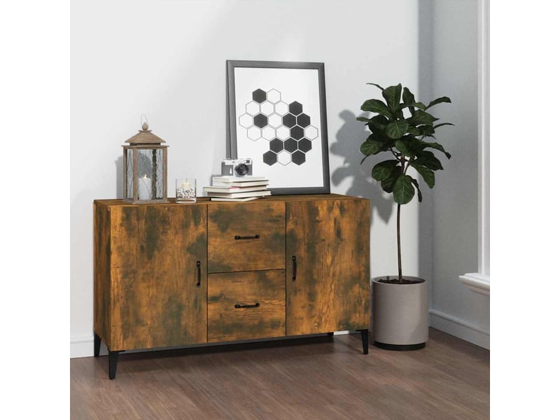  Buffet - bahut - meuble de rangement chêne fumé 100x36x60 cm bois d'ingénierie  - Conforama B