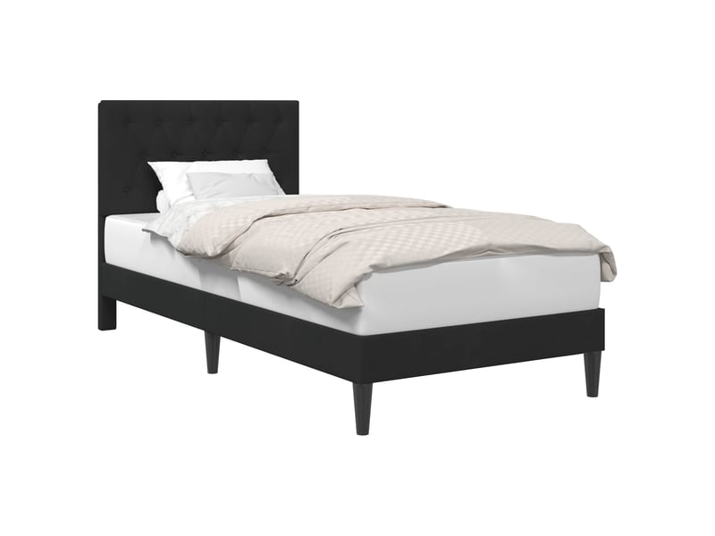 Lit simple- lit adulte - cadre de lit avec tête de lit noir 100 x 200 cm velours - Conforama A