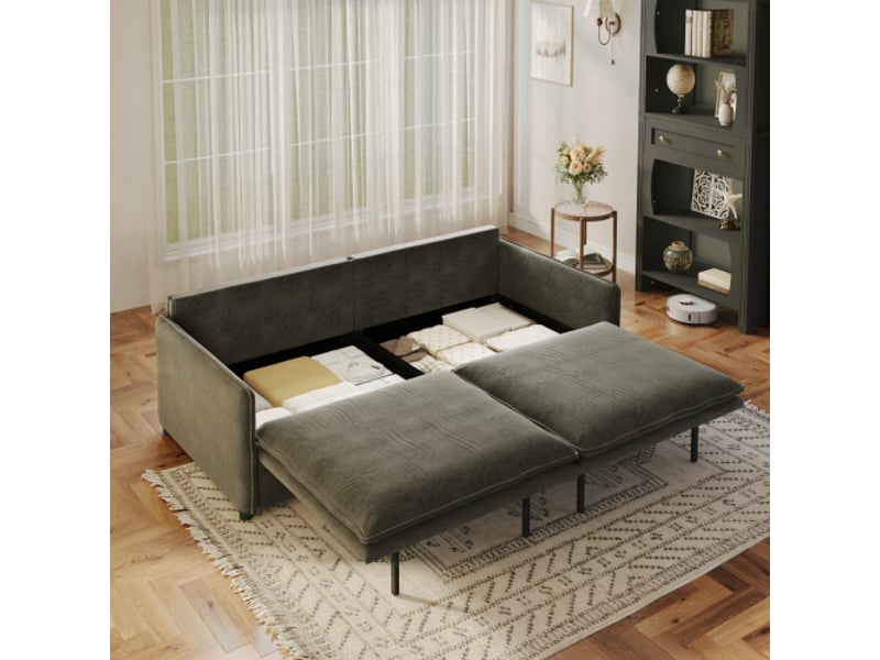 Canapé 3 places,206x91x86 cm,avec rangement,chenille,gris foncé - Conforama D
