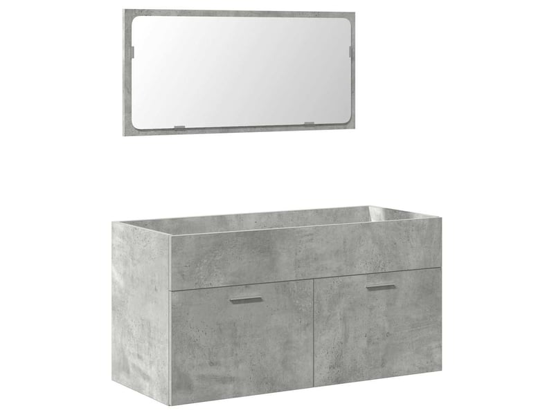 Armoire de bain avec miroir, cabinet de salle de bain gris béton bois d'ingénierie cf64972 - Conforama A