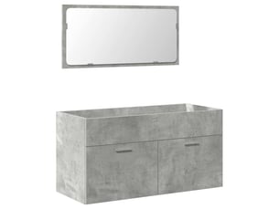 Armoire de bain avec miroir, cabinet de salle de bain gris béton bois d'ingénierie cf64972