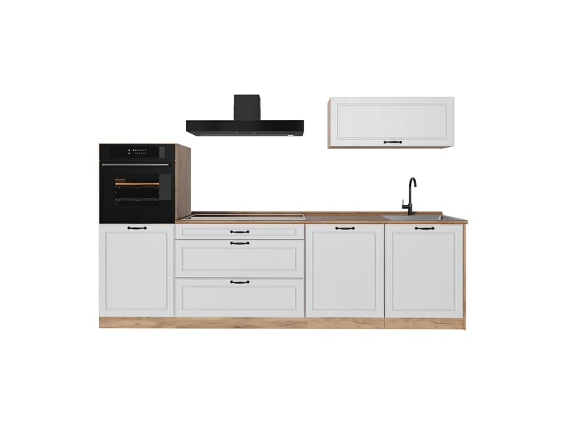 Vicco cuisine, blanc campagnechêne doré, 280cm plan de travail chêne doré - Conforama A