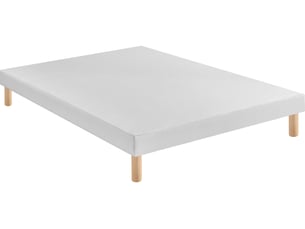 Sommier Tapissier 160x200 Cm Avec 9 Pieds - Housse Déhoussable Et Lavable - Montage Facile, Blanc
