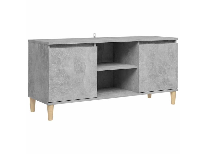  Meuble tv - banc tv - meuble de rangement avec pieds en bois massif gris béton 103,5x35x50 cm  - Conforama A