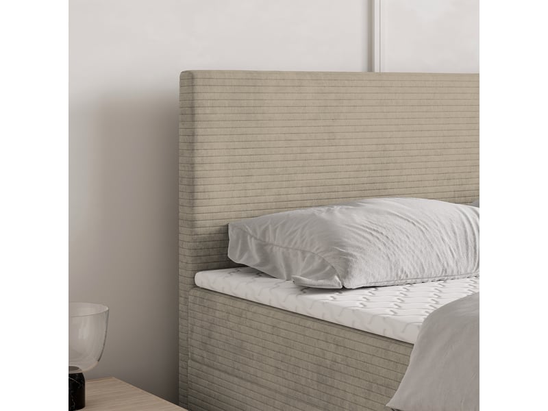  Boxspring nira 200x200 cm, lit complet avec matelas, beige  - Conforama D