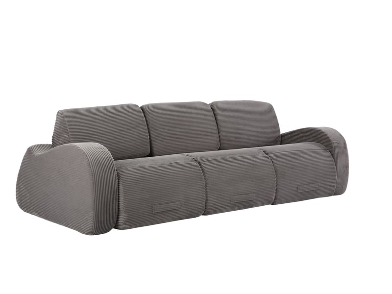  Canapé modulable convertible 3 places 247x115x76 cm compressé, mousse douce, velours côtelé couleur gris  - Conforama A