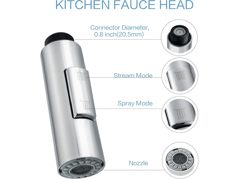  Tête de pulvérisation de robinet de cuisine extensible, colonne avec interrupteur 2 fonctions  - Conforama E