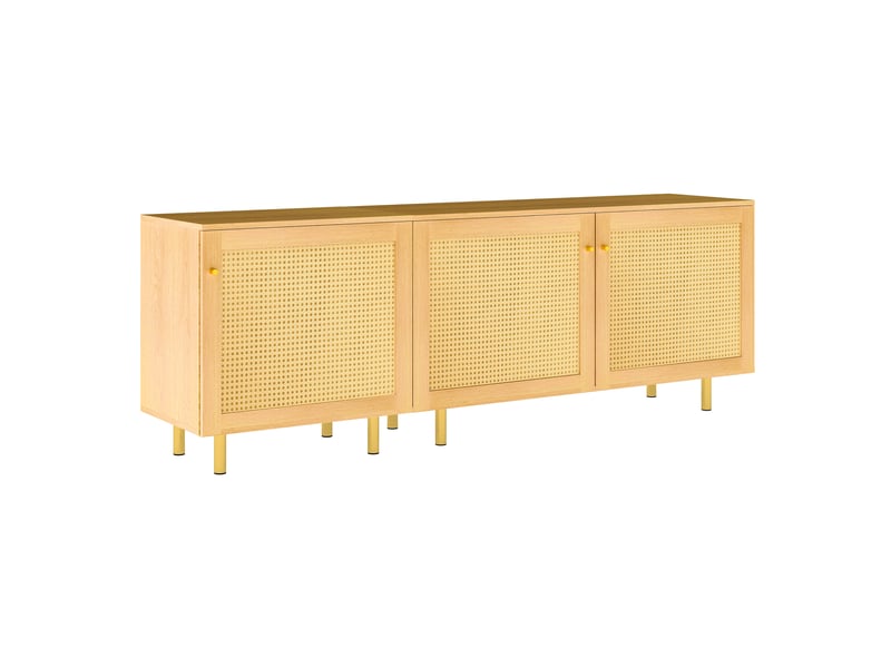 Buffet modulable avec 3 portes et étagères de rangement pour salle à manger en mdf naturel - Conforama A