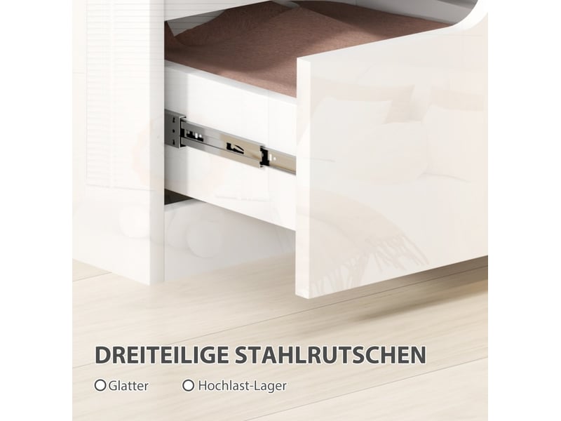 Table de chevet avec 2 tiroirs  40 x 40 x 48 cm, blanc brillant, design sans poignée  - Conforama D