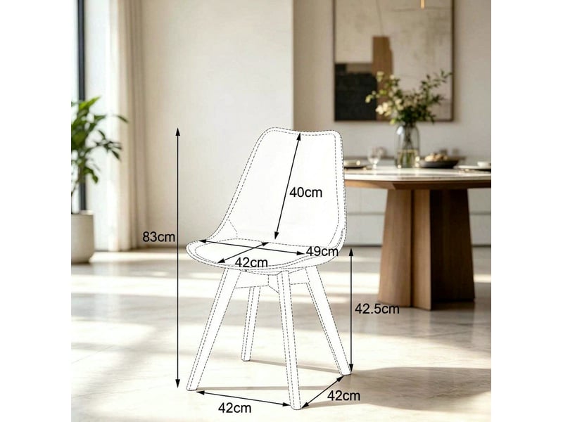  Lot de 6 chaises de salle à manger 42x42x83 cm – gris – assise en simili cuir, pieds en bois et coque plastique  - Conforama C