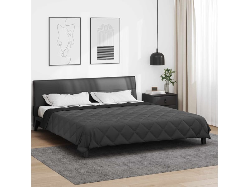  Duvet - couette d'été simple 220 x 260 cm été 200 gsm noir et anthracite  - Conforama B