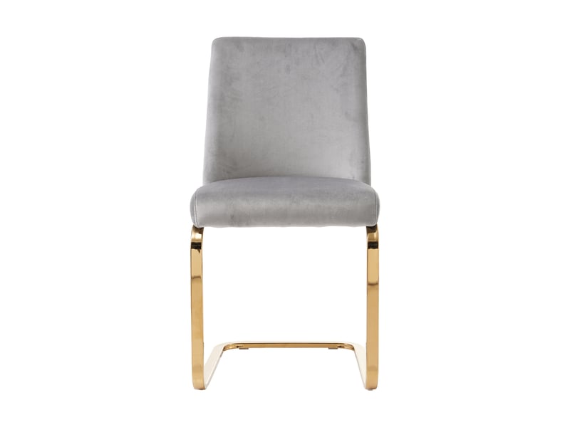  Lot de 4 chaises de salle à manger en velours gris, dossier diamant, pieds métal doré, style moderne  - Conforama A
