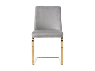 Lot de 4 chaises de salle à manger en velours gris, dossier diamant, pieds métal doré, style moderne