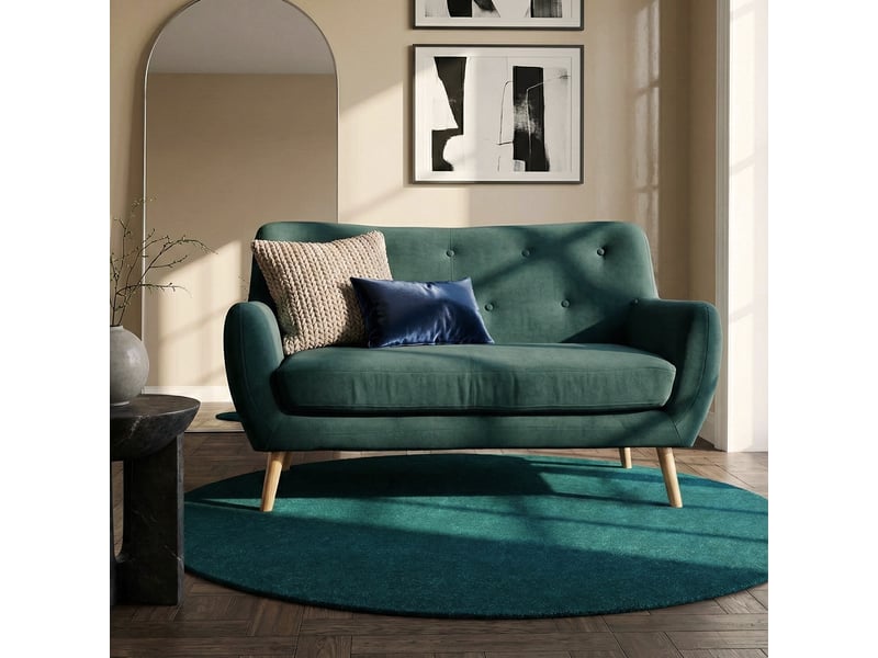 Tapis rond frisé pétrole anallergique salon milano unit pet101  - Conforama B