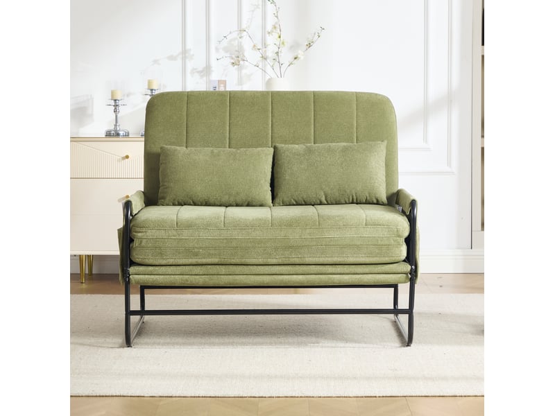  Canapé convertible 2 places 104x85x92 cm cadre en métal vert olive  - Conforama C