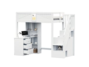Lit mezzanine 90x200 cm SOGEU   coloris blanc