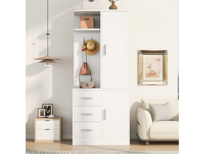  Armoire modenvie 1 porte avec rangement 70 x 50 x 170 cm blanche  - Conforama D