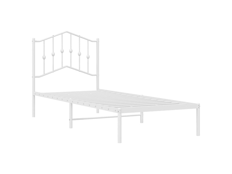  Lit simple- lit adulte -  cadre de lit métal sans matelas avec tête de lit blanc 80x200cm  - Conforama C
