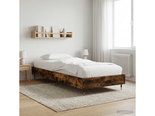 Lit adulte, lit simple, cadre de lit chêne fumé 80x200cm bois d'ingénierie cf6018