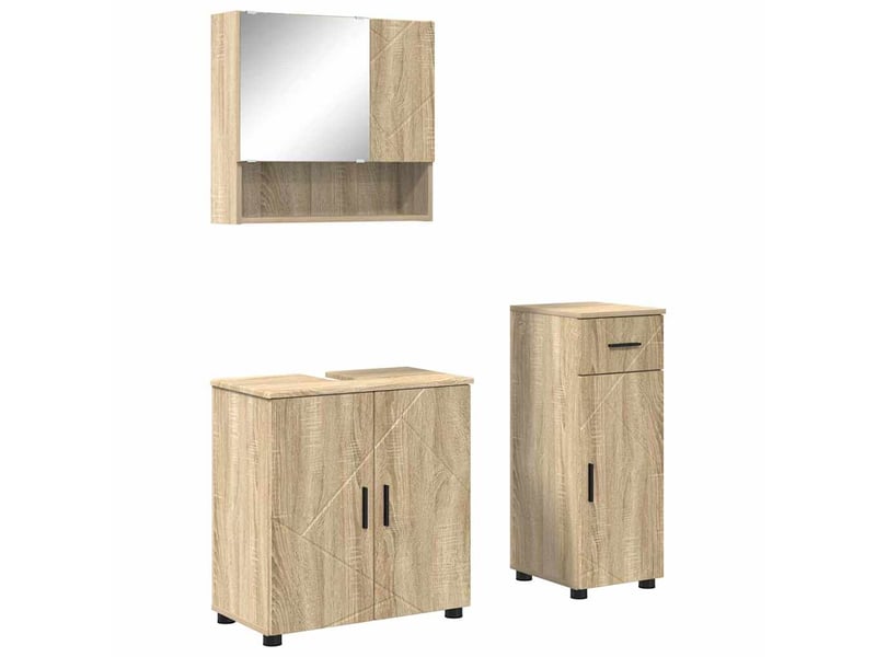  Ensemble de mobilier de salle de bain 3 pc chêne sonoma cf64367  - Conforama A