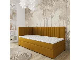 Lit avec rangement 90x200 cm <strong>MASSENO</strong>  <strong></strong> coloris jaune