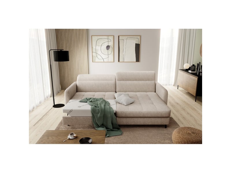 Canapé d'angle collection goumsi coloris beige chiné - Conforama B