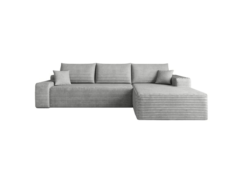  Canapé d’angle modulable 270 cm en velours côtelé, méridienne en l, assise profonde, sans montage, gris IKSETERA TRADING LTD - Conforama A