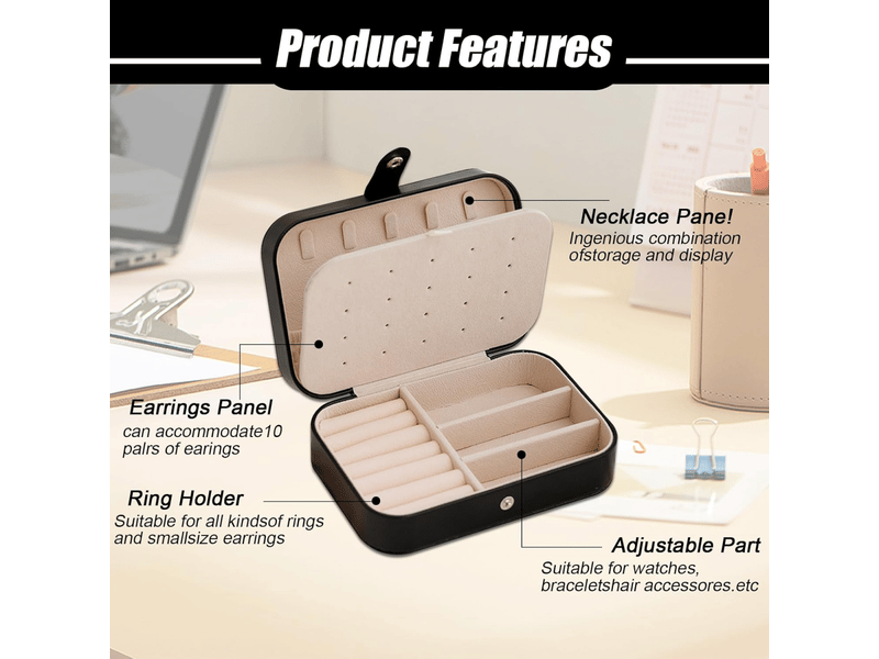Organisateur de bijoux, boîte à bagues, plateau à bijoux avec couvercle et serrure pour bague, boîtes de rangement de bijoux noires - Conforama C