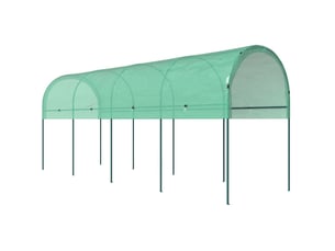 Serre de jardin ouverte 400x120x170 cm – verte – bâche plastique renforcée, arceaux en acier et 8 piquets