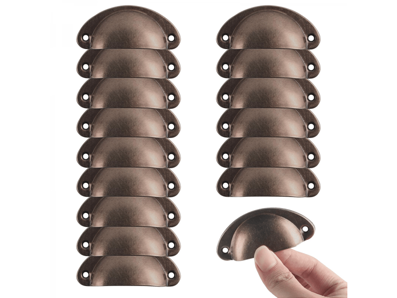  16 poignées de tasse à coquille, poignées de tiroir vintage, poignées et boutons de porte d'armoire de cuisine rétro en demi-cercle  - Conforama C