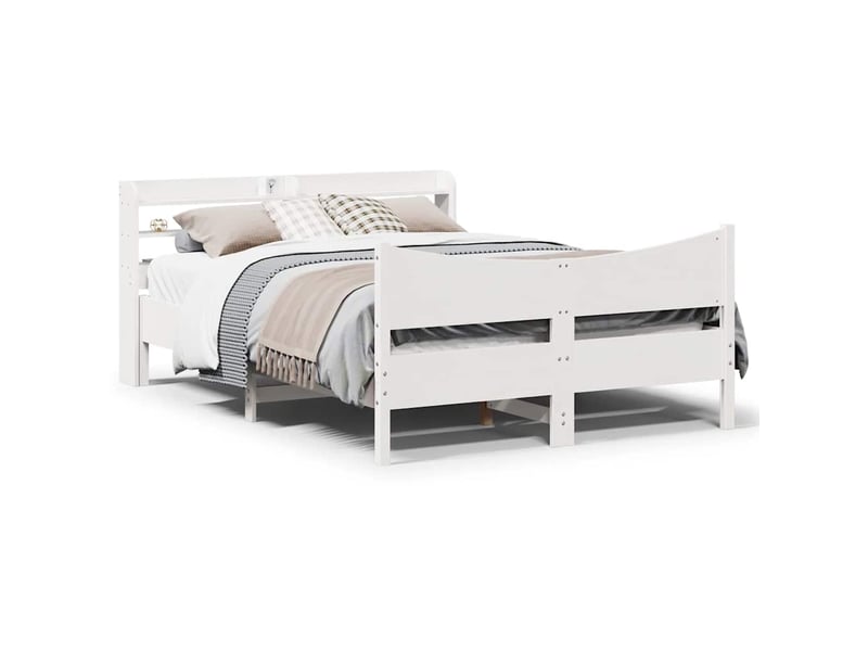 Cadre de lit avec tête de lit blanc 150x200 cm bois pin massif  - Conforama B