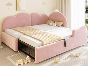Lit gigogne 90x200 cm <strong>LEYTN</strong>  <strong></strong> coloris rose
