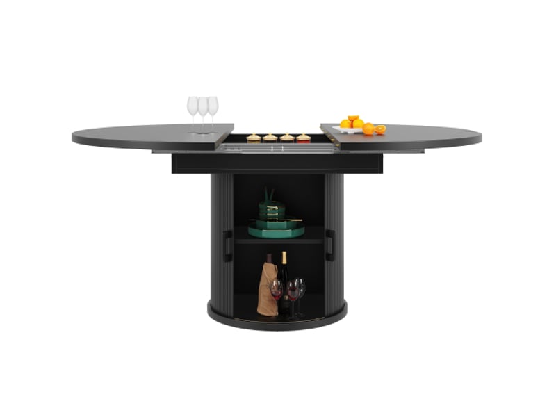  Table à manger à rallonge, 118-158 cm, pouvant accueillir jusqu'à 6 personnes, noir  - Conforama A