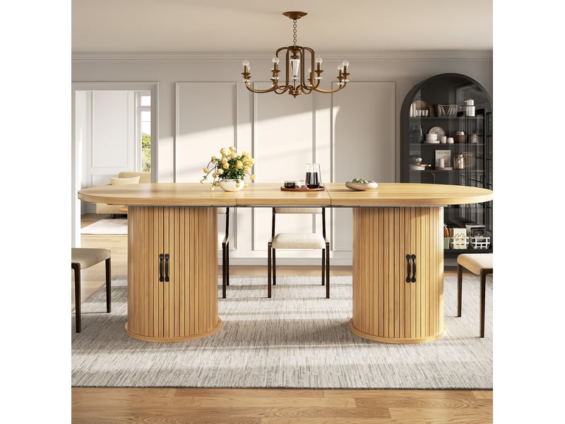Table à manger extensible, 149,8x80x75 cm, rangement, salle à manger, design moderne, pratique, mdf, coloris naturel - Conforama D