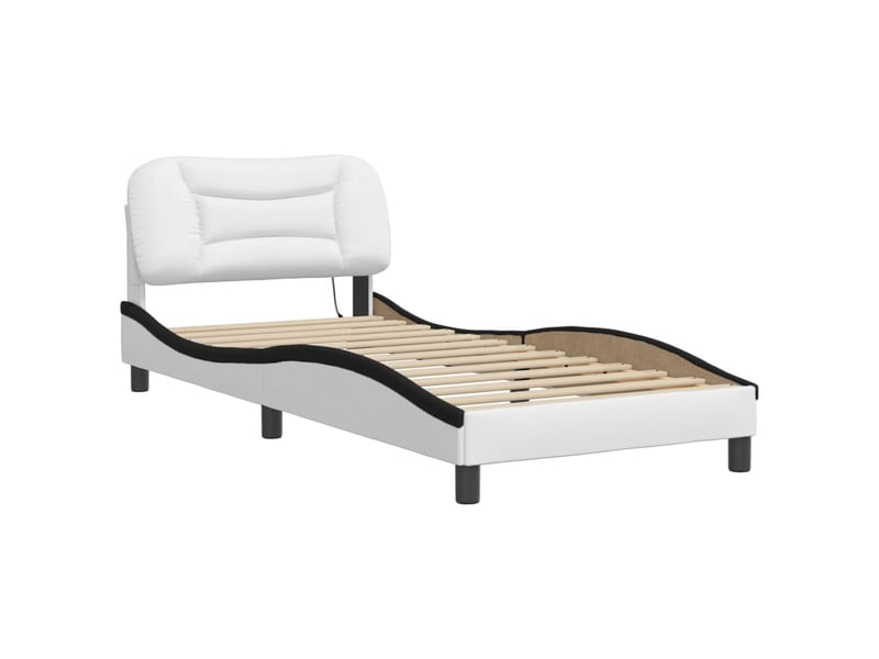 Lit simple- lit adulte - cadre de lit avec led sans matelas hvar blanc et noir 80x200 cm - Conforama B