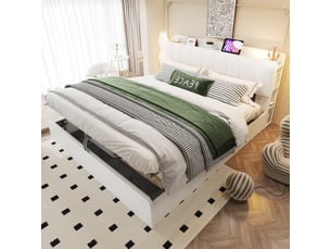 Lit coffre 180x200 cm Fay Lum coloris blanc