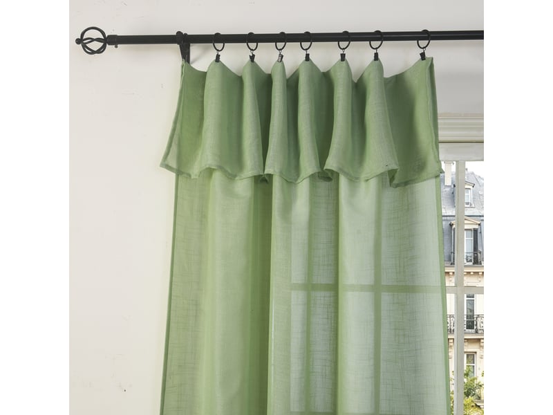  Rideau ajustable 140 x 270 cm + 8 anneaux pinces effet lin evasion romarin CP-EVASION-ROMARIN - Conforama B