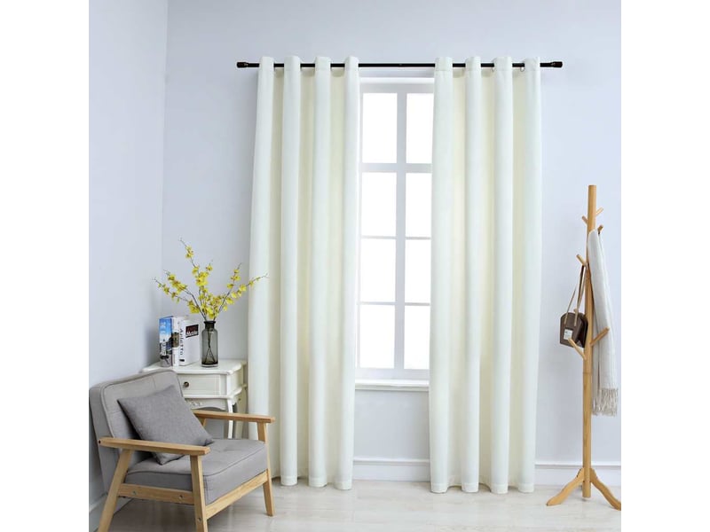  Lot de 2 rideaux occultants, rideaux black-out avec anneaux velours crème 140x225 cm cf44824  - Conforama B