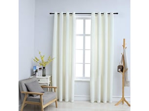 Lot de 2 rideaux occultants, rideaux black-out avec anneaux velours crème 140x225 cm cf44824