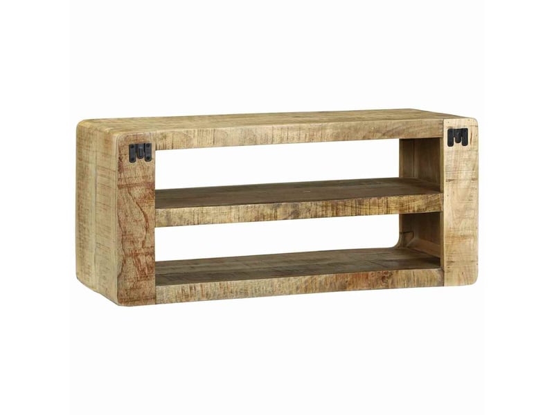  Meuble tv - banc tv - meuble de rangement marron 80 x 32 x 36 cm bois de manguier massif  - Conforama E