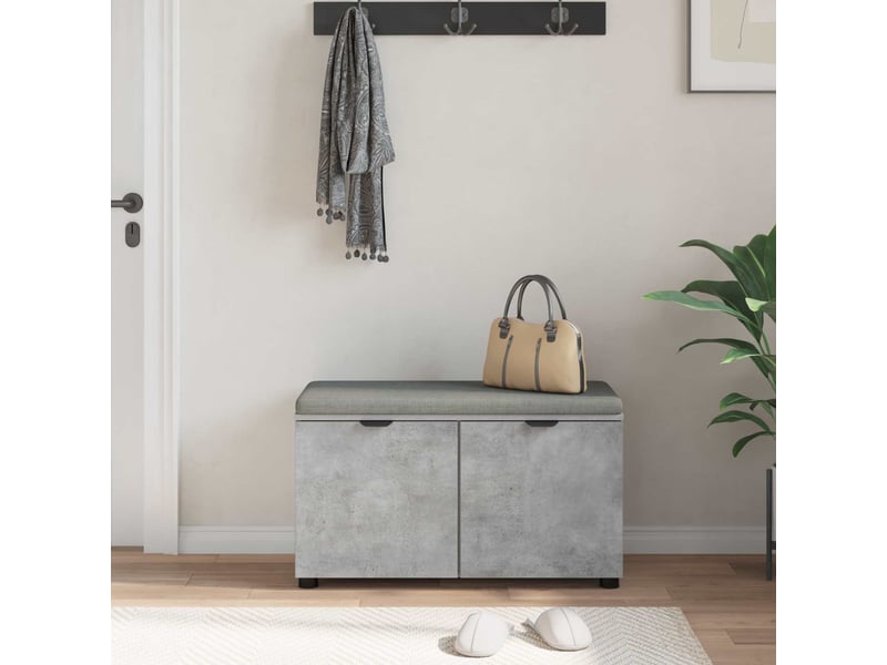  Banc d'entrée, banc interieur avec coussin gris béton 80x38x46 cm shl3027  - Conforama D