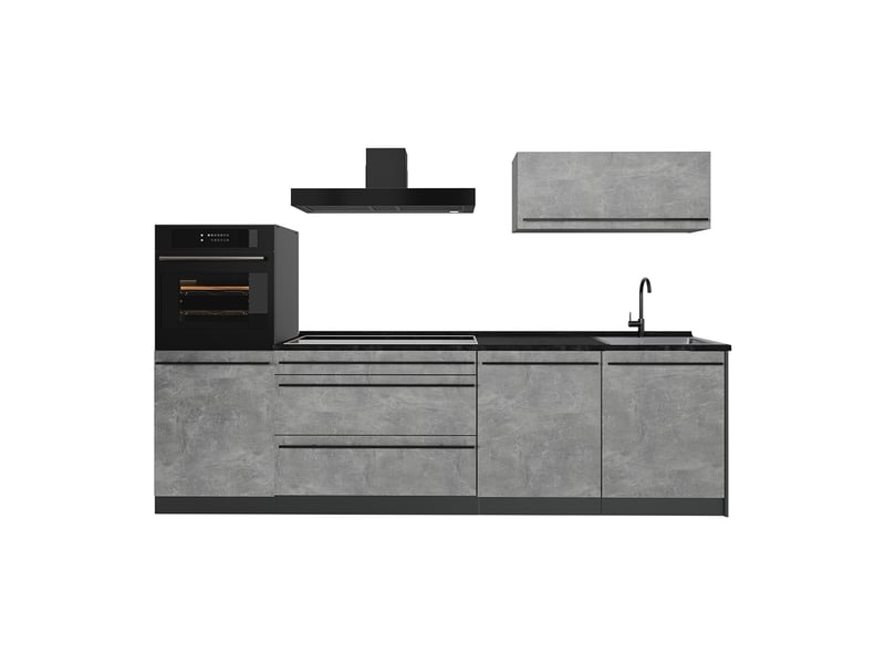  Vicco cuisine, bétonanthracite, 280cm plan de travail anthracite  - Conforama A