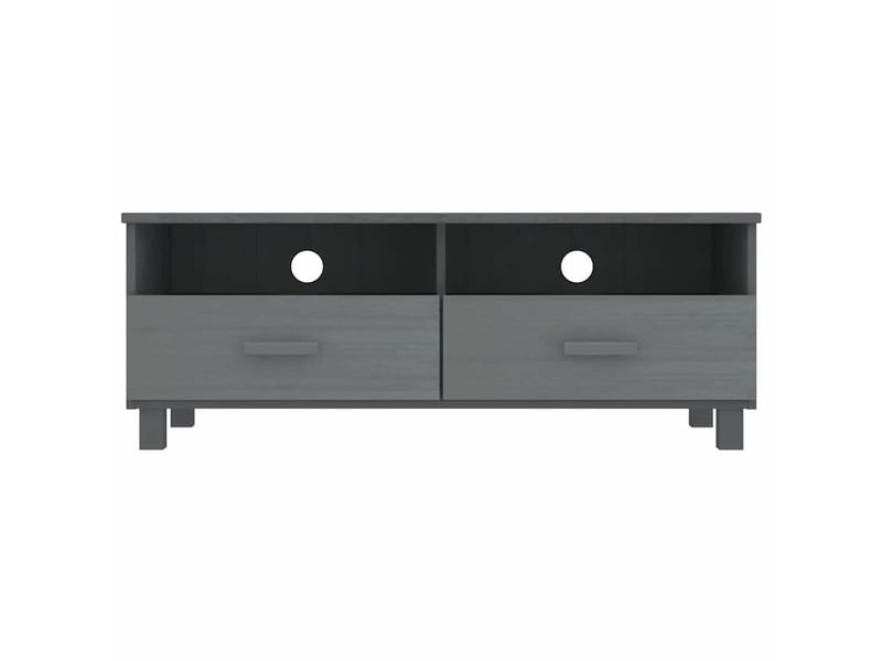  Meuble tv - banc tv - meuble de rangement hamar gris foncé 106x40x40 cm bois massif de pin  - Conforama C